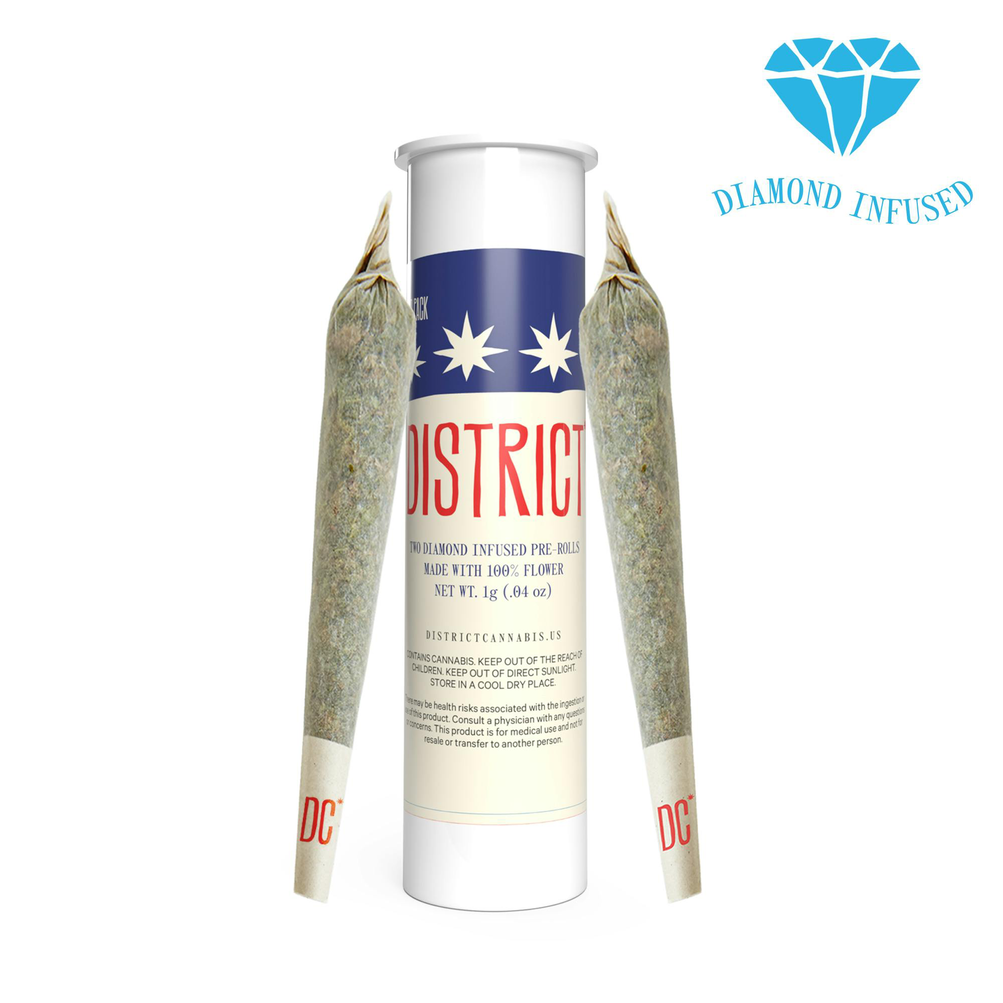 Photograph of product: District Oui'd Diamond Infused Pre-Roll OG Kush 1g 1pk