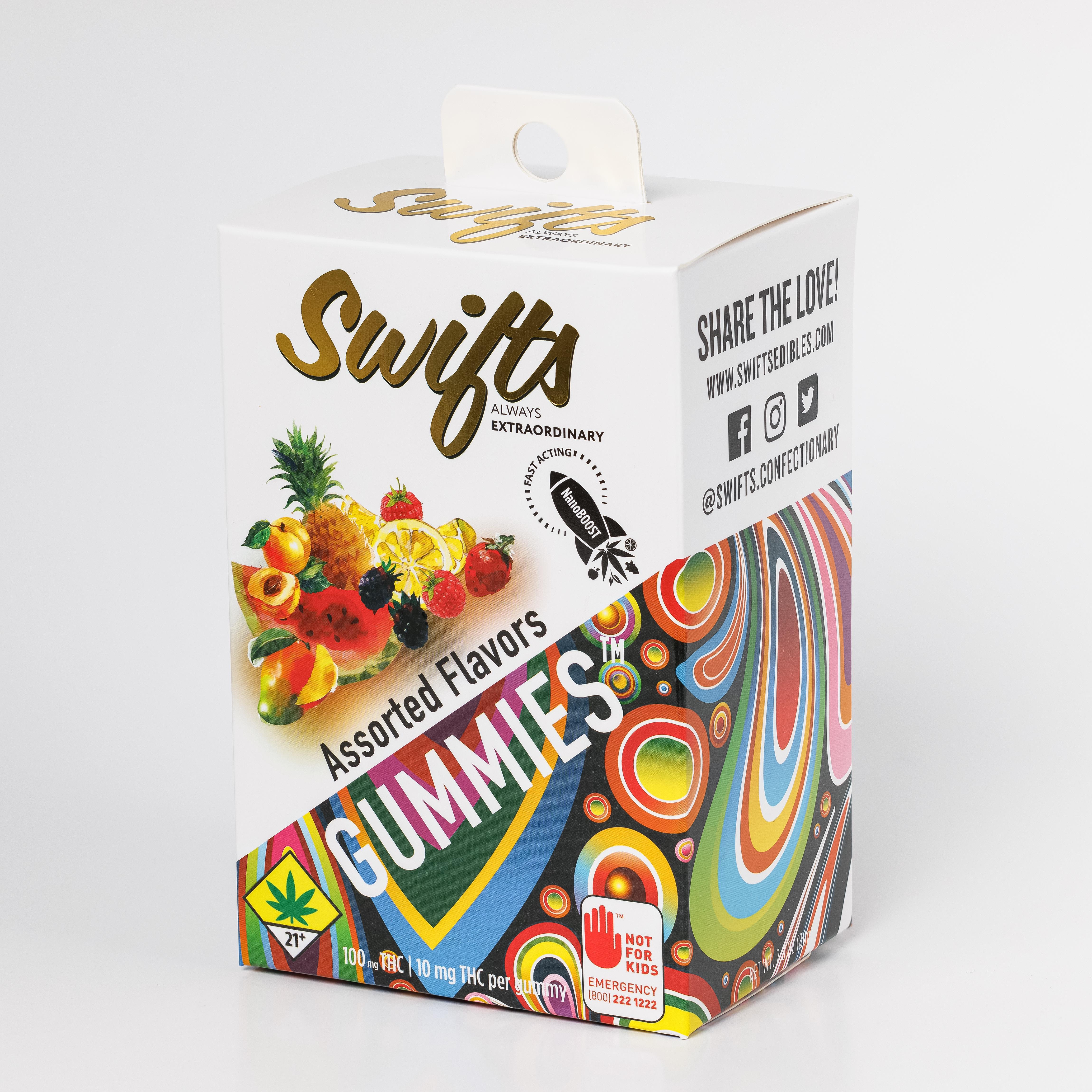 Photograph of product: Swifts | Assorted Gummies | 10pk | DOH | 100mg TH-oui