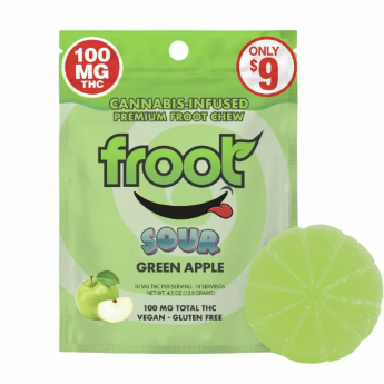Photograph of product: Froot - 100mg Sour Gummy - Green Apple