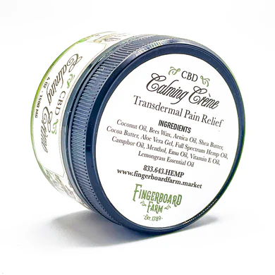 Photograph of product: CBD Calming Creme | Muscle Relief | 1500mg CBD | Fingerboard Farm