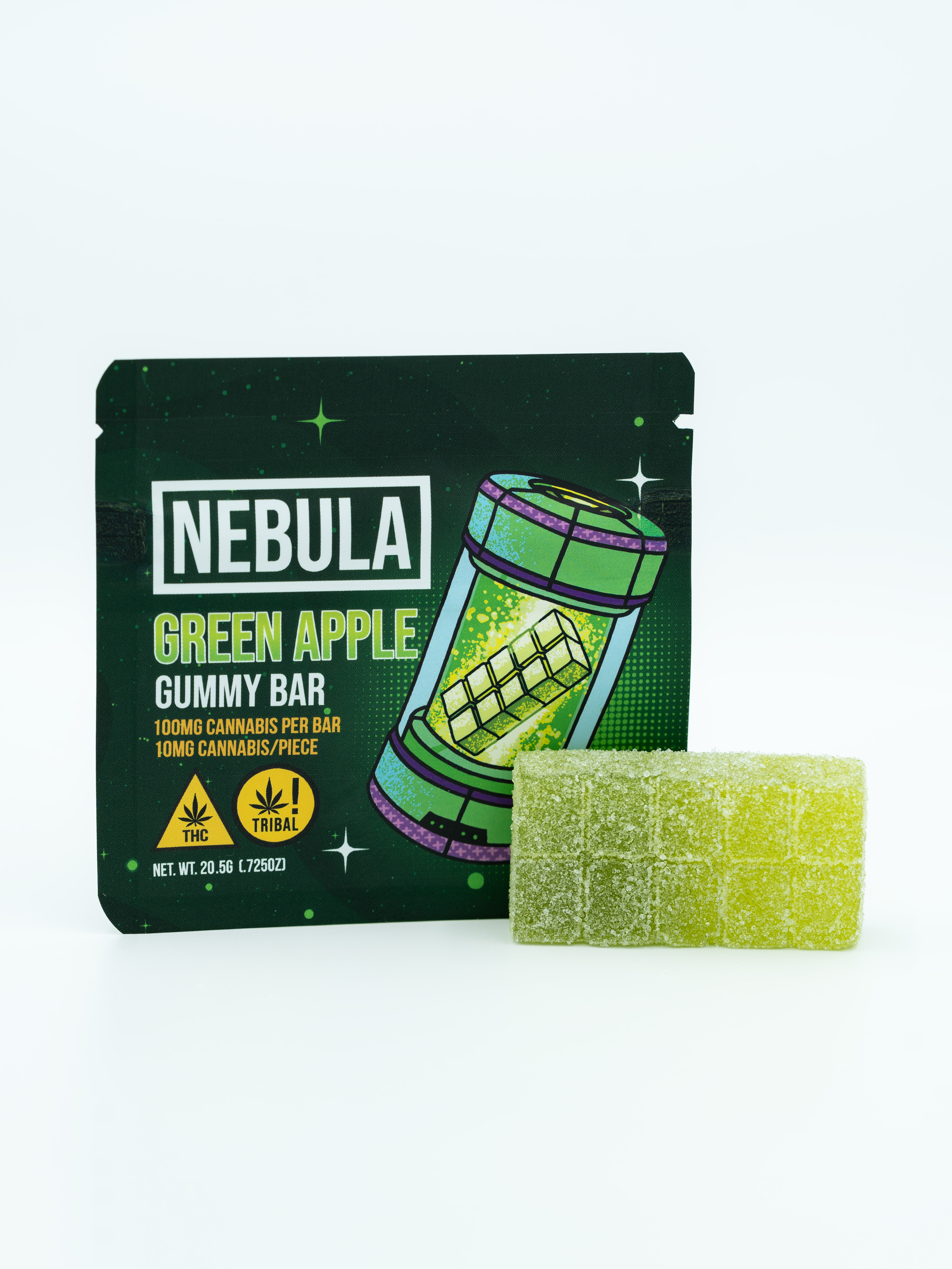 Photograph of product: Nebula 100mg Green Apple Gummy Bar