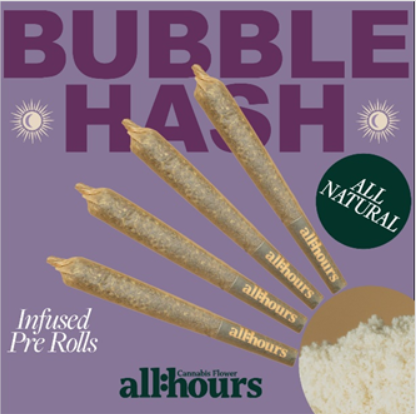 Photograph of product: Banana Acai Mints | 4pk Bubble au chocolat Infused Pre-roll | 0.4g each | 41098