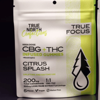 Photograph of product: True North   5 X 20mg 1:1 Thc:Cbg Gummies   Citrus Splash Focus