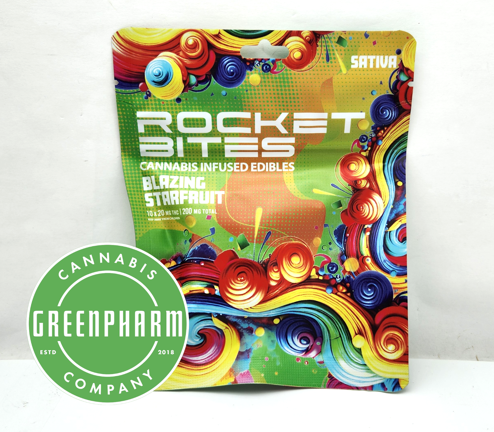 Photograph of product: Edible | Rocket Bites | Blazing Starfruit Gummies | 200mg