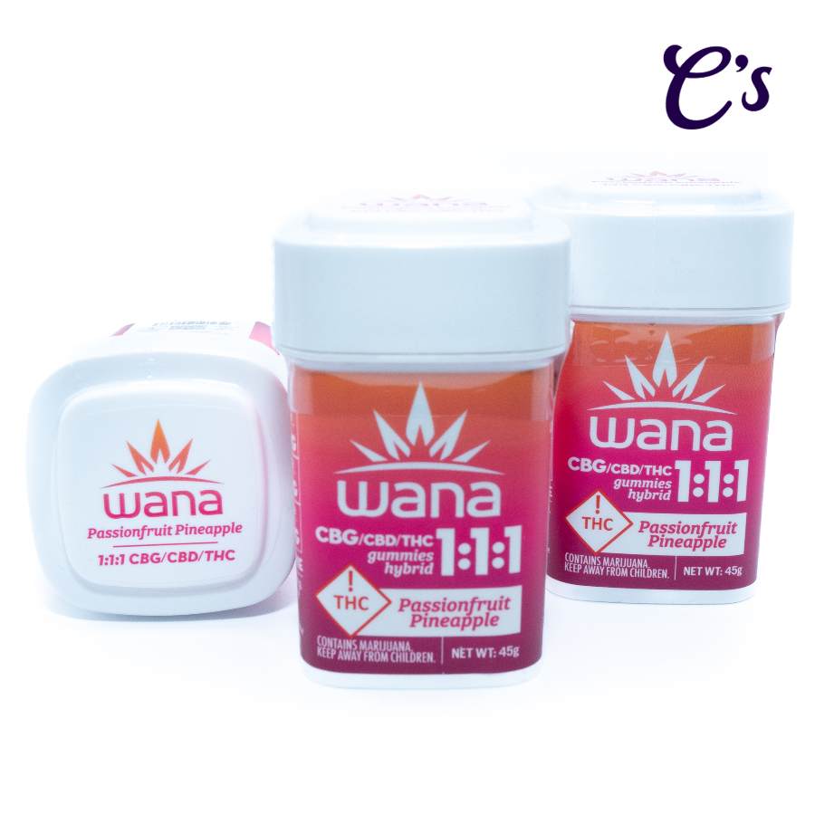 Photograph of product: Wana | Gummie (CBG/CBD/THC 1:1:1) Passionfruit Pineapple 100mg