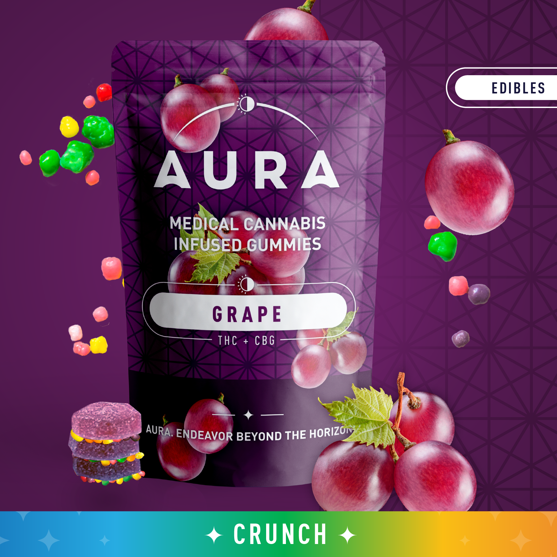 Photograph of product: Grape CRUNCH +CBG | 10 x 11mg