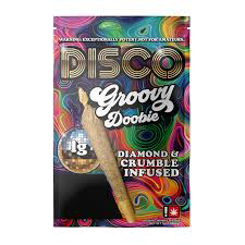 Photograph of product: Disco Dabs 1g RUNTZ x BURGER BREATH Groovy Doobie Diamond & Crumble Infused Pre-Roll
