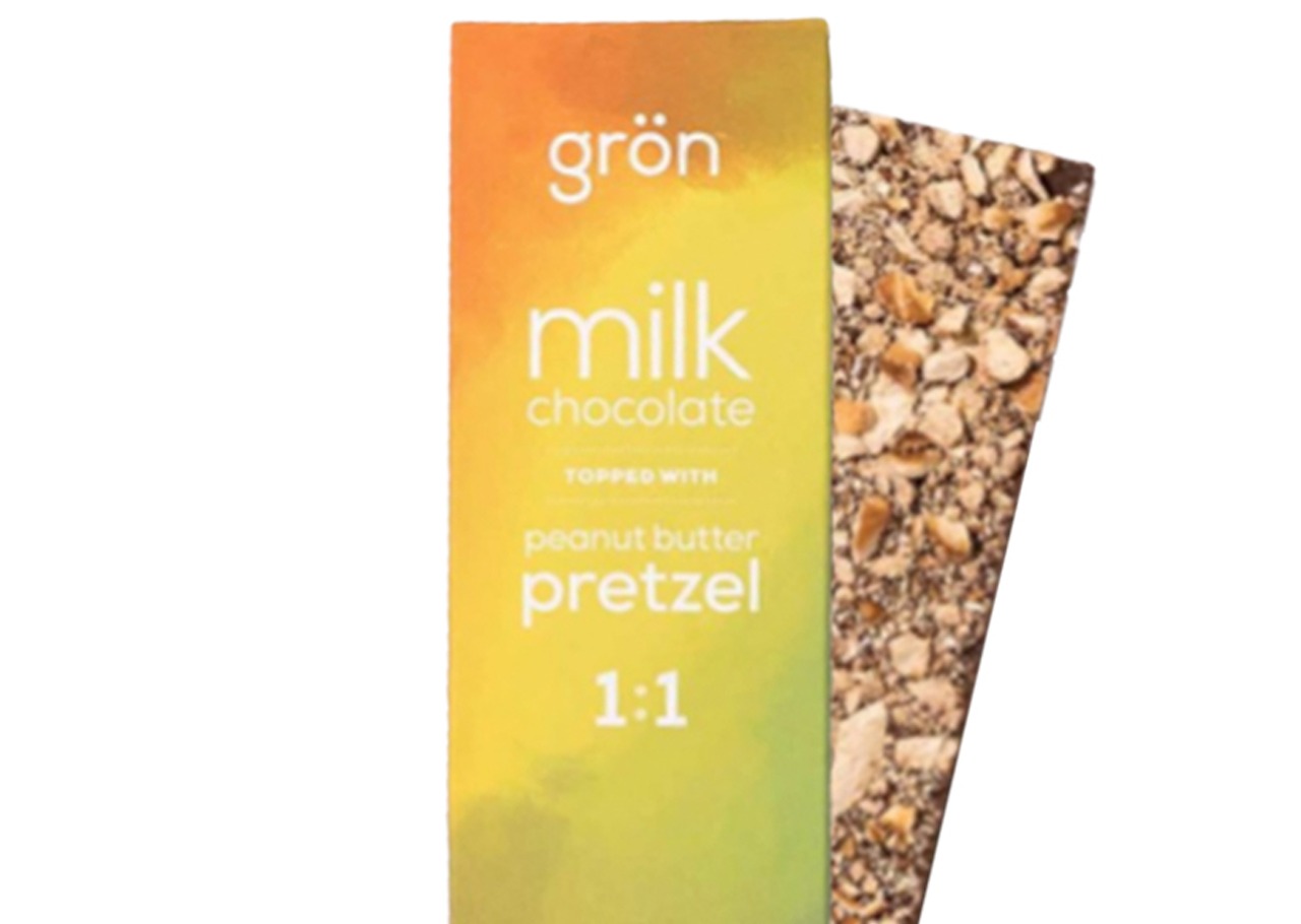 Photograph of product: Gron-100mg- Peanut Butter Pretzel & Milk Chocolate Hybrid Bar