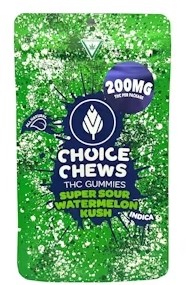 Photograph of product: 200mg Super Sour Watermelon Kush Oui'd Gummies - Choice Chews