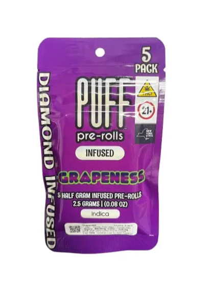 Photograph of product: PUFF | Diamond Infused Preroll 5 Pack | Grapeness