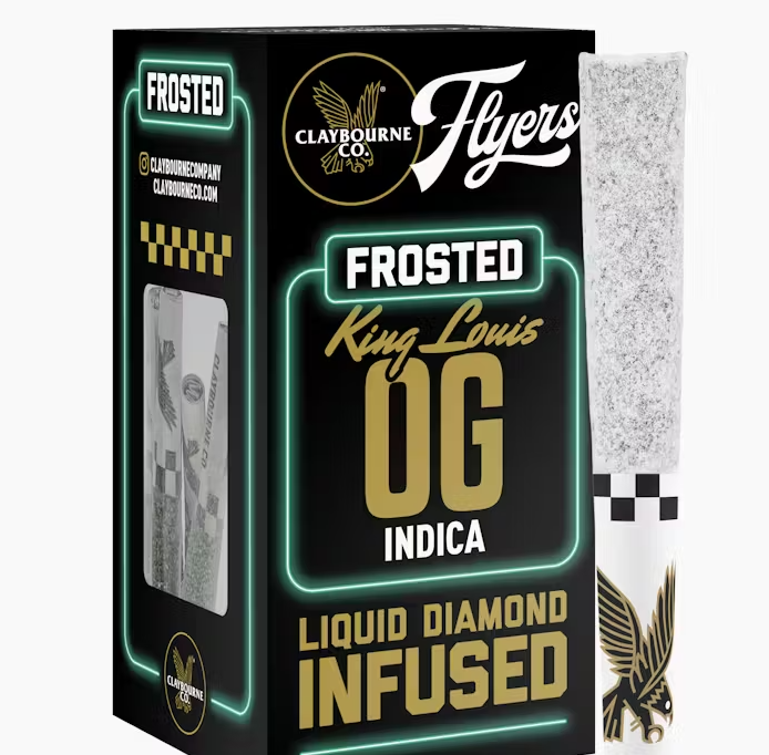 Photograph of product: Claybourne Co Flyers Frosted King Louis OG Infused Preroll 5pk 2.5g