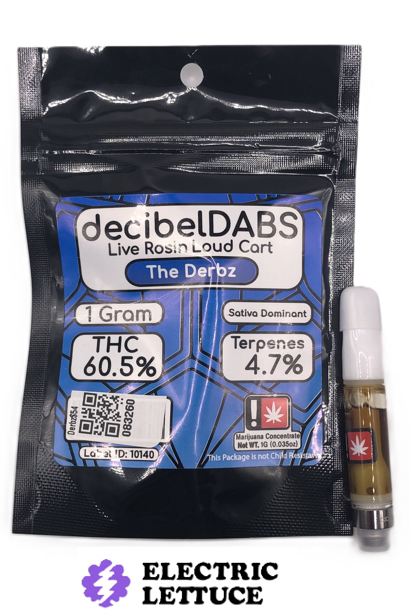 Photograph of product: Decibel The Derbz Live Rosin Cartridge 1g