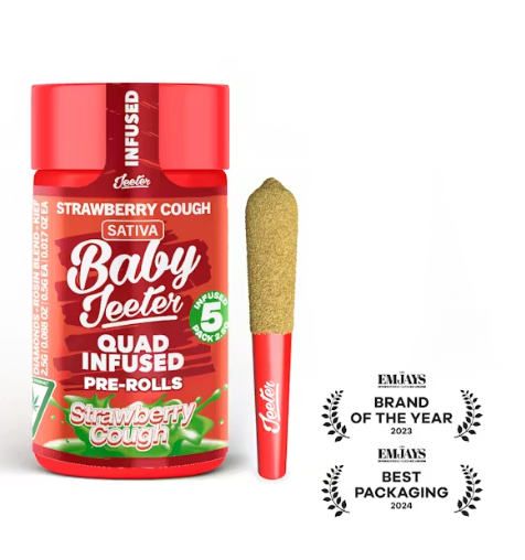 Photograph of product: Baby Jeeter - Strawberry Cough Quad Infused Pre-Roll 5pk - 2.5g
