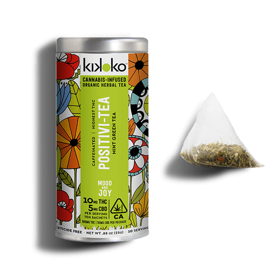 Photograph of product: S. Kikoko 10 x 10mg TH-oui:5mg CBD Infused Herbal Tea - Positivi-Tea (Mint Green Tea) - 
