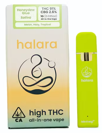 Photograph of product: Halara high THC Honeydew Glue All-in-One Vape