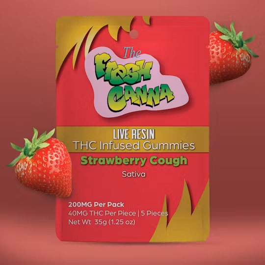 Photograph of product: Fresh Canna Live Resin 200MG Gummies Strawberry Cough