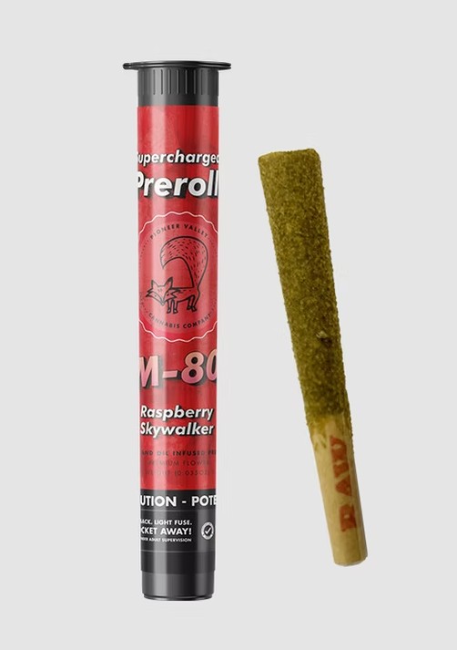 Photograph of product: Pioneer Valley | Raspberry Swog M 80 | 1g Infused Pre Roll