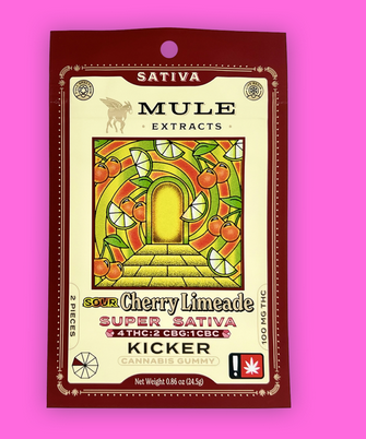 Photograph of product: Mule Extracts - Cherry Limeade 4:2:1 TH-oui:CBG:CBC 100mg 10pk Gummies