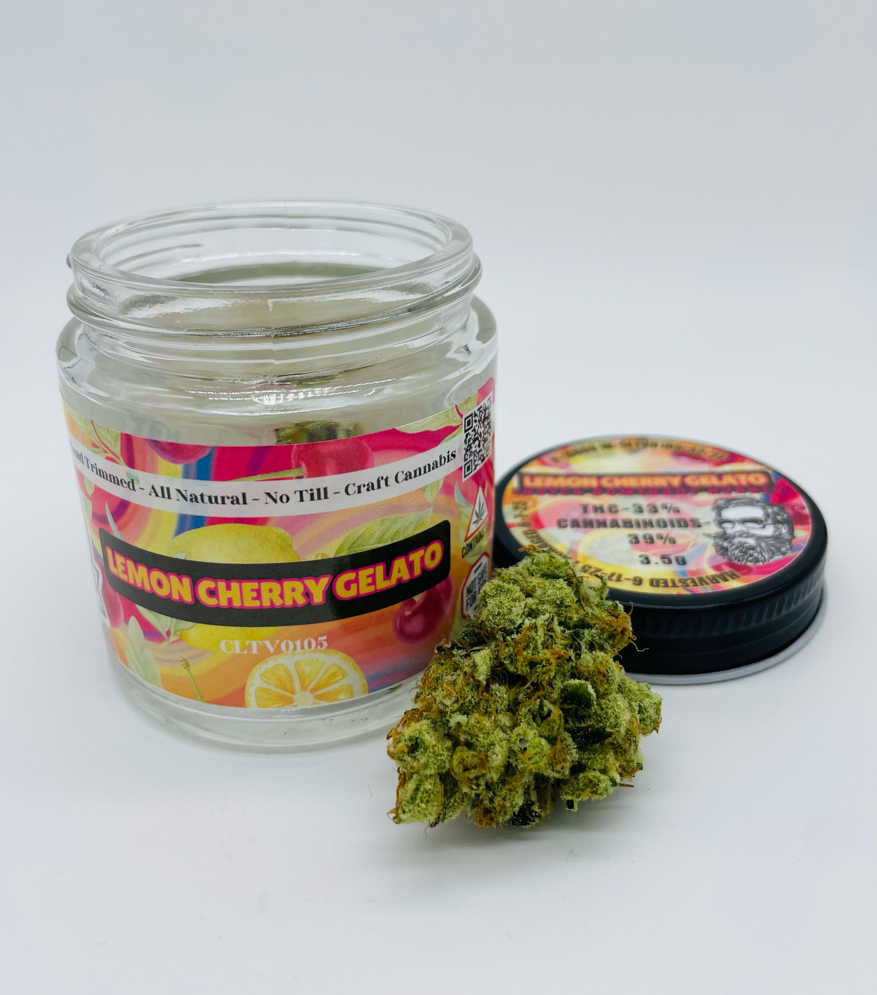 Photograph of product: Bushy Beard | Lemon Cherry Gelato | Flower | 3.5 g | 33.07% TH-oui - 3.5g