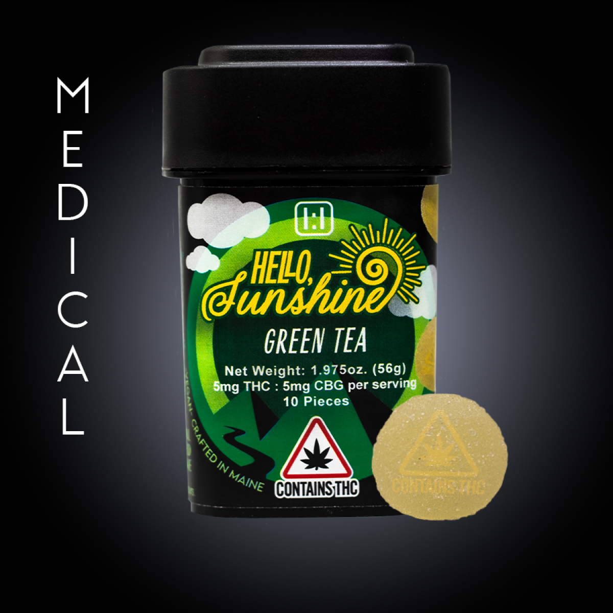 Photograph of product: (Hello Sunshine) Green Tea 1:1 CBG:TH-oui 100mg