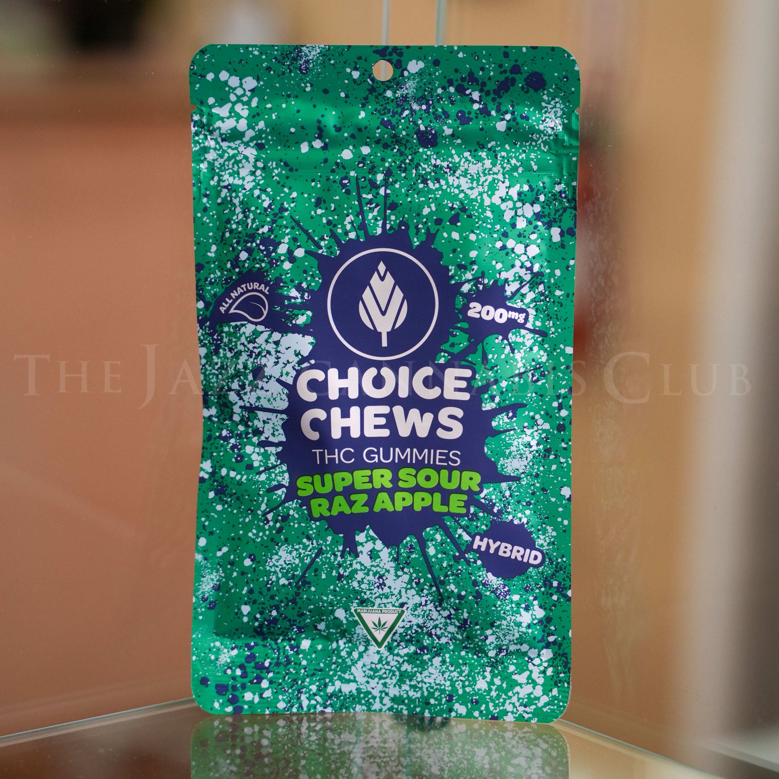 Photograph of product: Choice - Super Sour Razz Apple (Hybrid) - 200mg Gummies