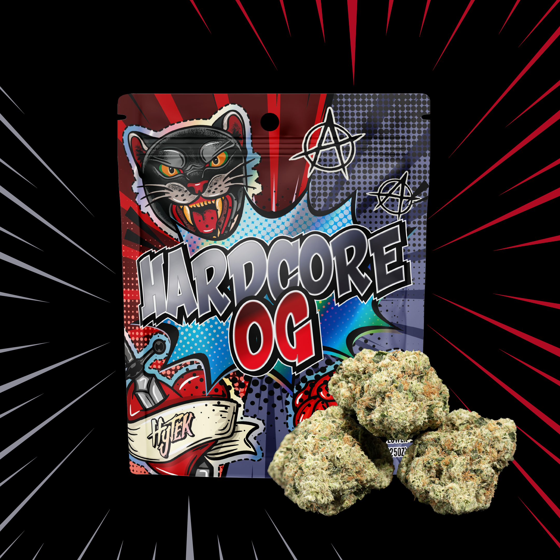 Photograph of product: Hytek | Hardcore OG | 3.5g | Pre-Pack Flower