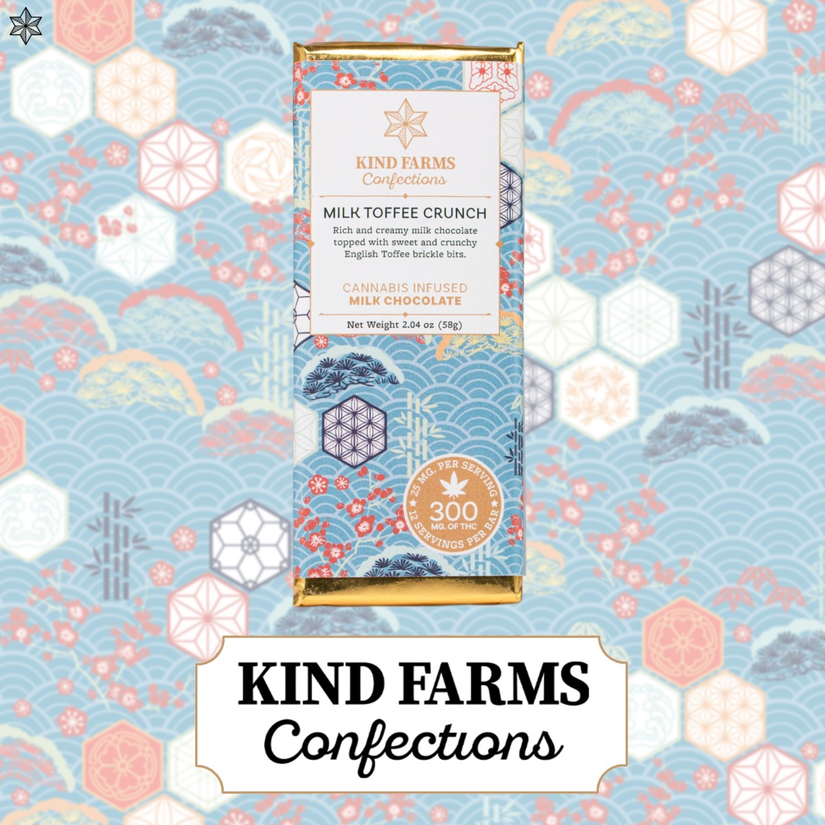 Photograph of product: KFR | Milk Chocolate Toffee Crunch Bar | 200mg TH-oui