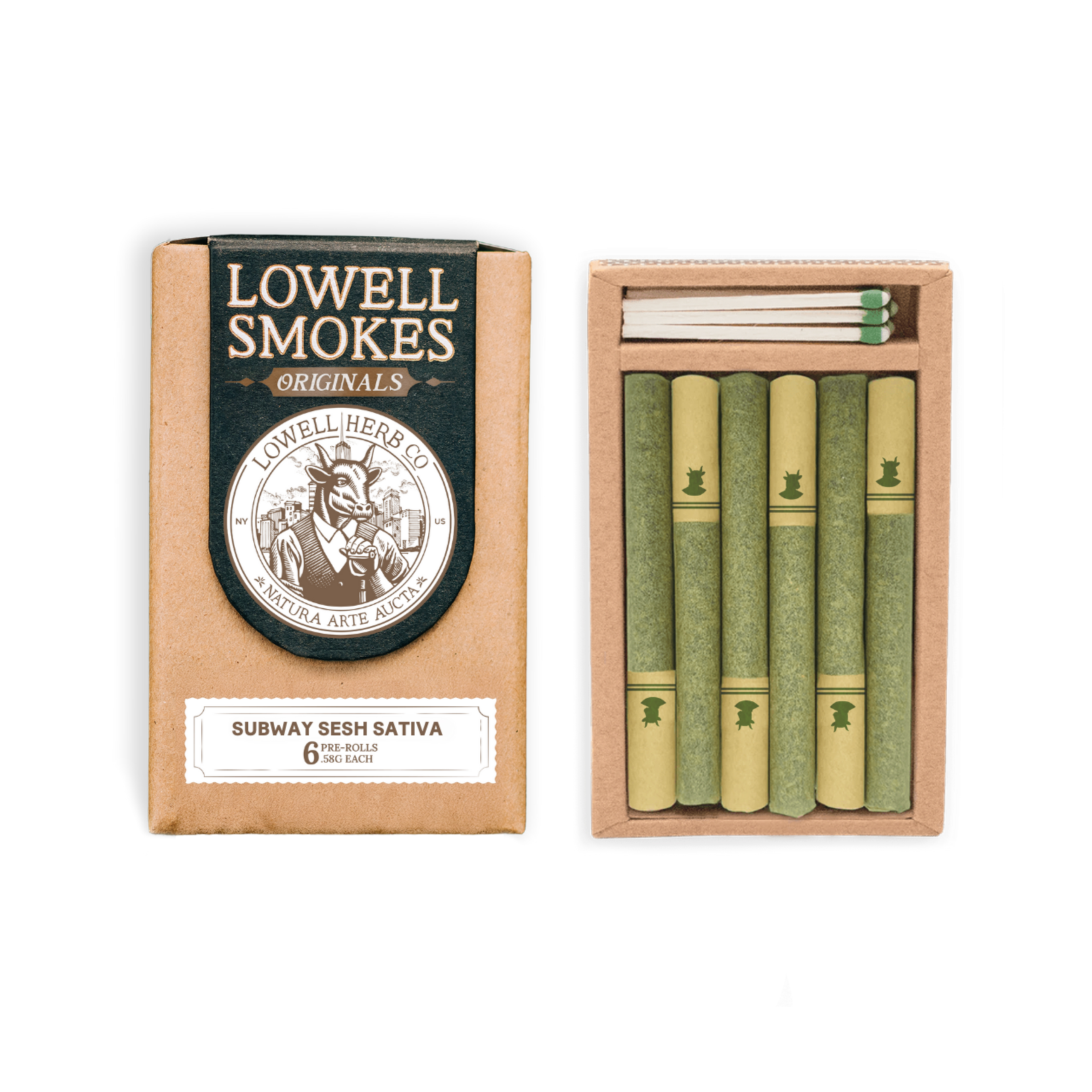 Photograph of product: Lowell Smokes | Subway Sesh | Pre-Roll | 6 pack | 3.6g