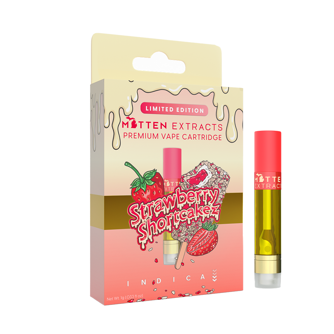 Photograph of product: Mitten Extracts | Strawberry Shortcakez | 1G 510 Distillate Cartridge