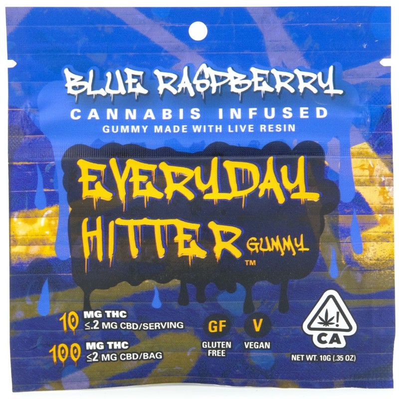 Photograph of product: Blue Raspberry 100mg Live Resin Single Gummy - Everyday
