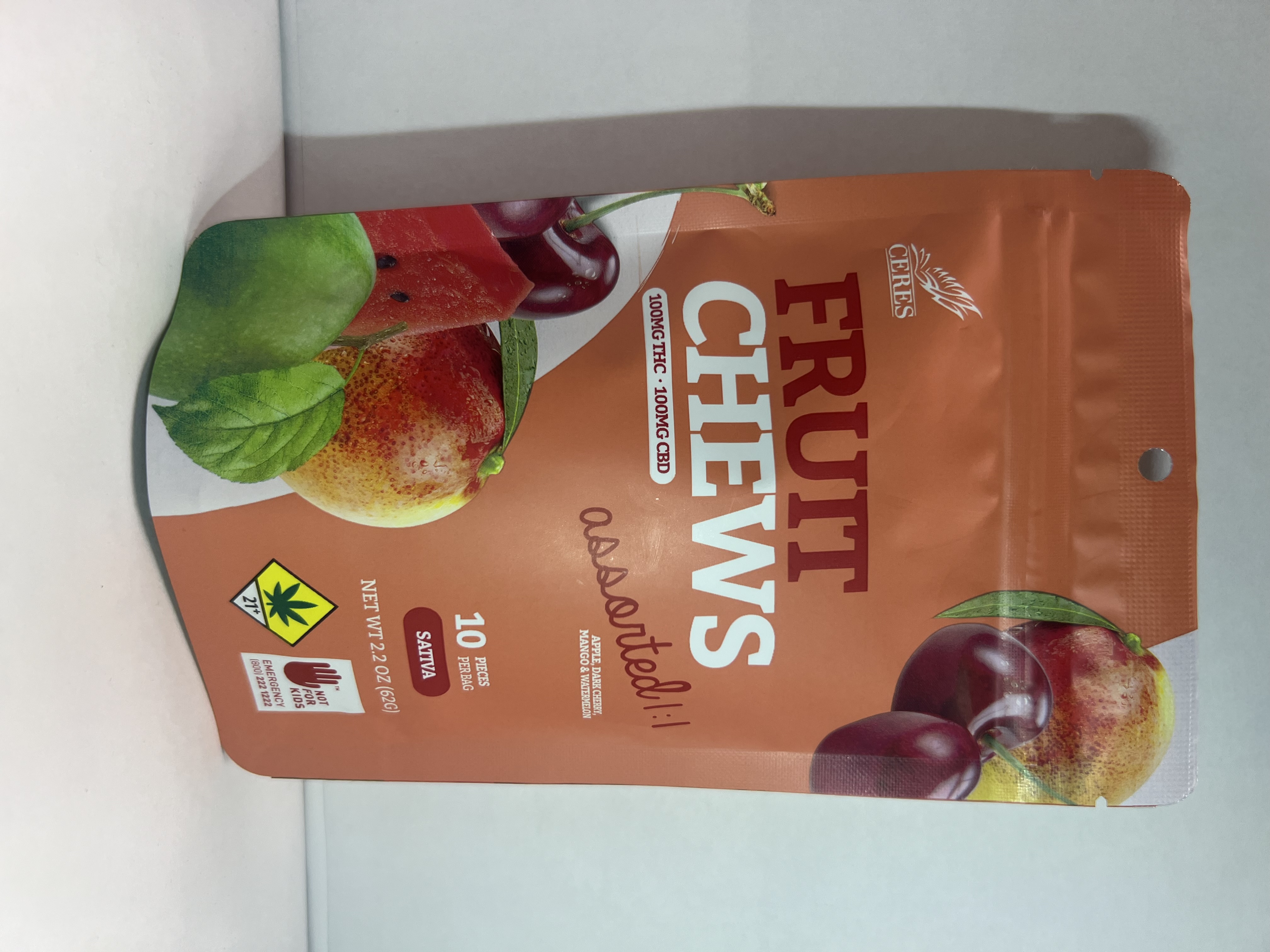 Photograph of product: Assorted Fruit Chews | Oui'd 1:1 TH-oui:CBD 10pk