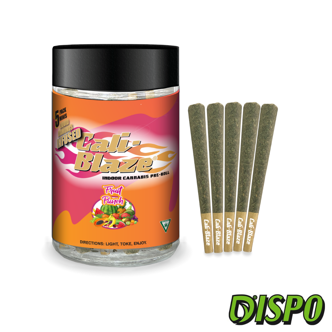 Photograph of product: Cali Blaze - Fruit Punch 5pk Liquid Diamond Infused Pre-Rolls