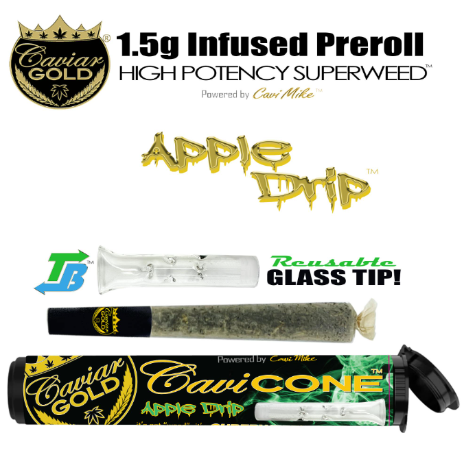 Photograph of product: APPLE DRIP | CAVI CONE INFUSED PREROLL | 1.3G