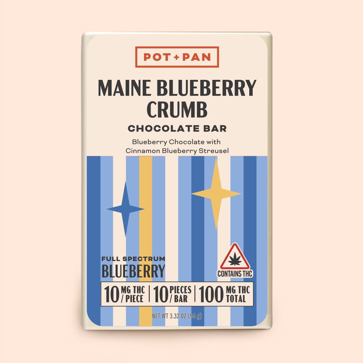 Photograph of product: Chocolate Bar - Maine Blueberry Crumble - 100mg/10pk