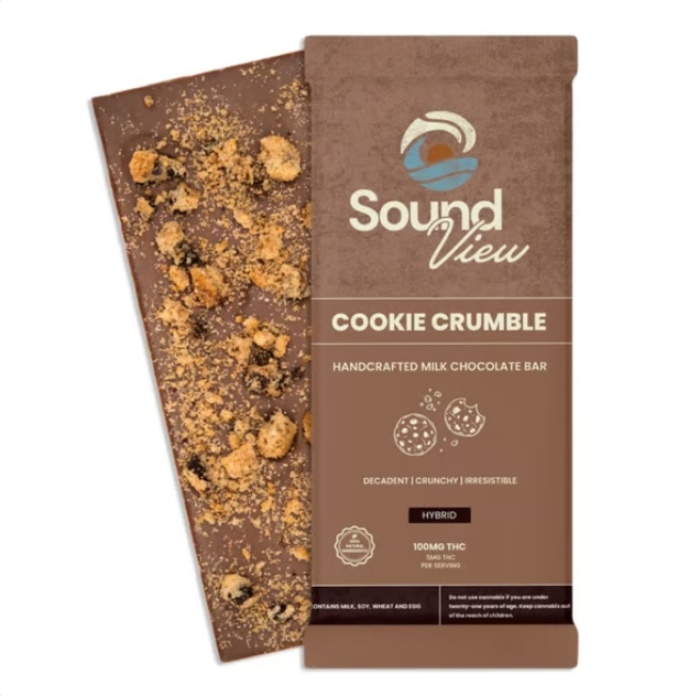 Photograph of product: SoundView Cookie Crumble Milk Chocolate Bar T91.8mg H 00090