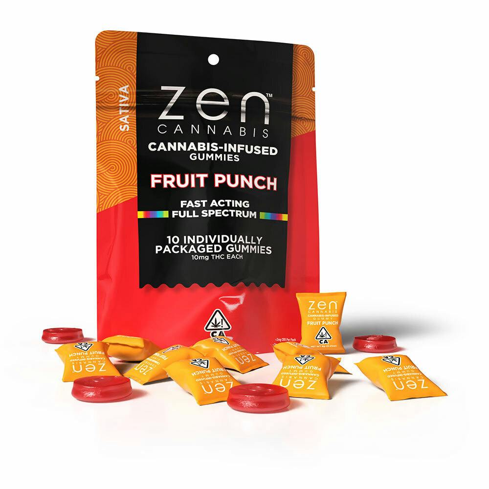 Photograph of product: Zen Oui'd | Oui'd Fruit Punch Gummies (10 Pack) | 100mg