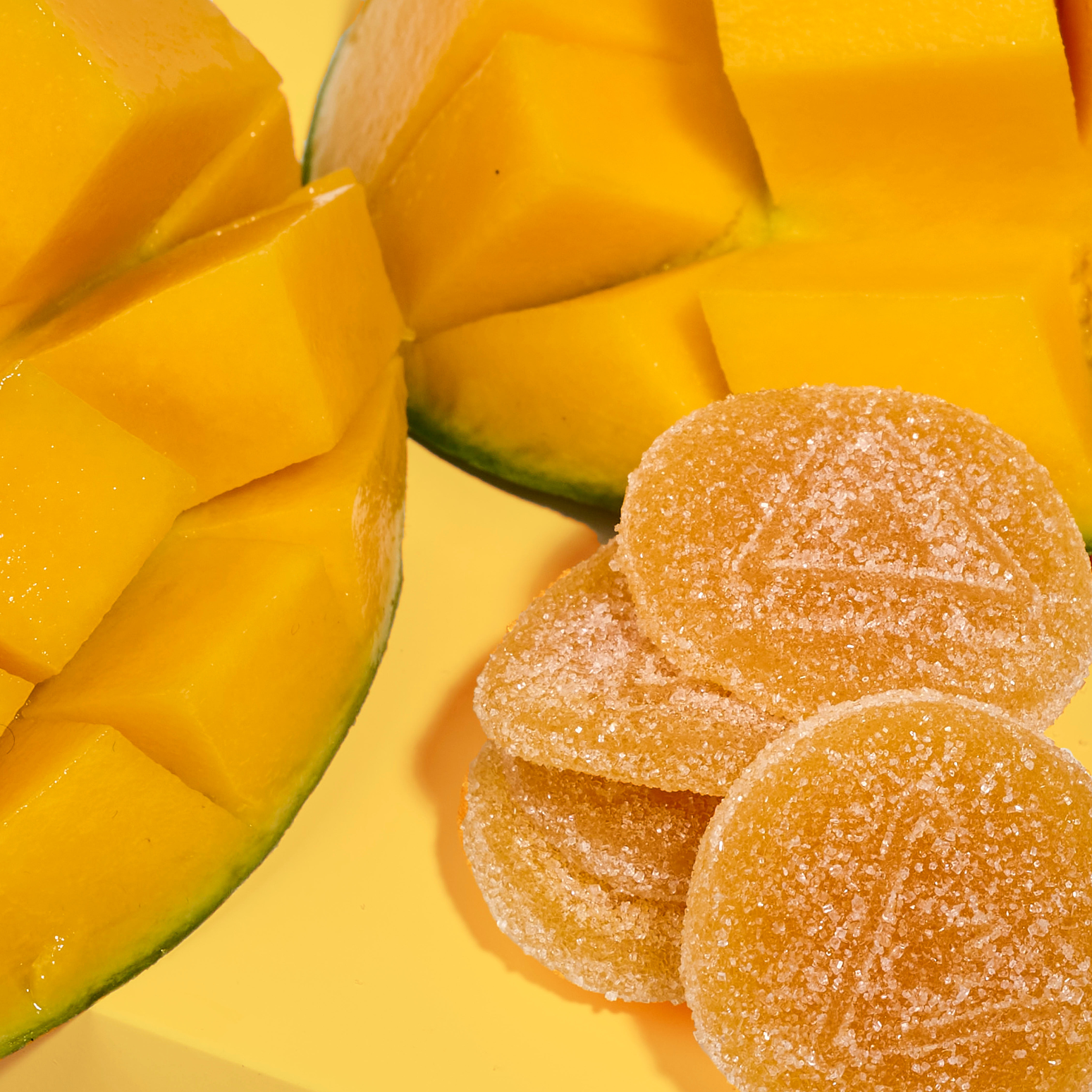 Photograph of product: Sour Mango Full Spectrum Oui'd Chews | 100mg