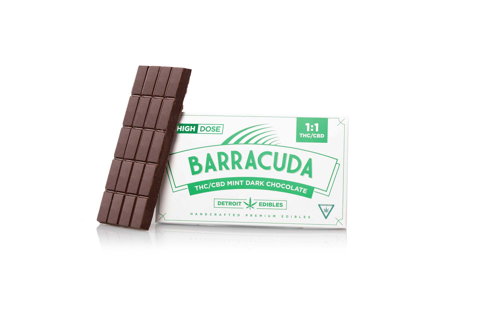 Photograph of product: Detroit Edible | 200mg Barracuda Bar | 1:1 Mint Dark Chocolate