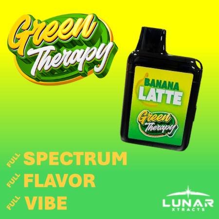 Photograph of product: Green Therapy Banana Latte 2g Full Spectrum Disposable Vape