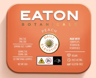 Photograph of product: EATON BOTANICALS | DAILY ELEVATION GUMMIES | PEACH | 100MG