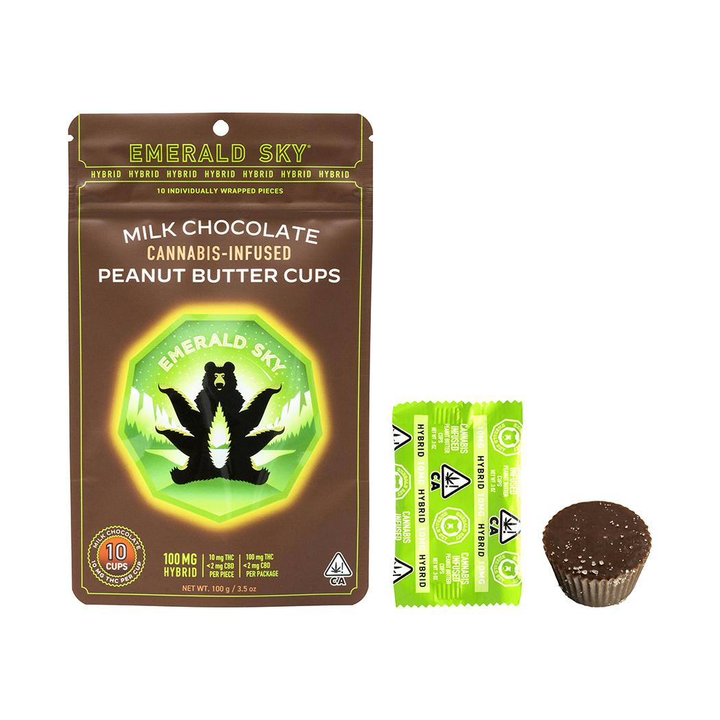Photograph of product: Emerald Sky | Hybrid Milk Chocolate Peanut Butter Cups | 100mg