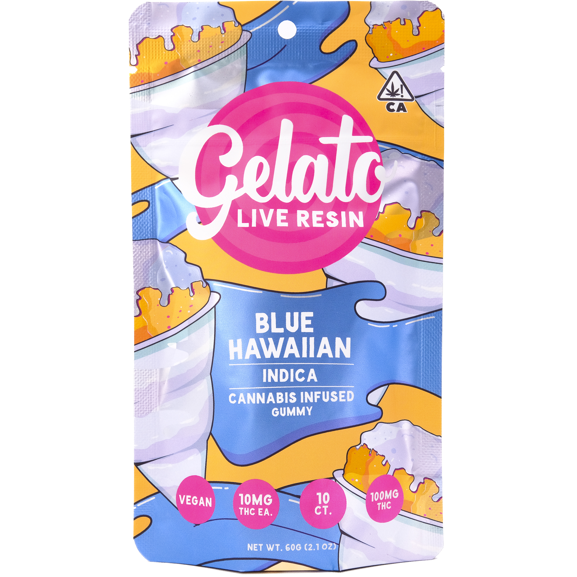 Photograph of product: Blue Hawaiian 100mg 10 Pack Live Resin Gummies - Gelato
