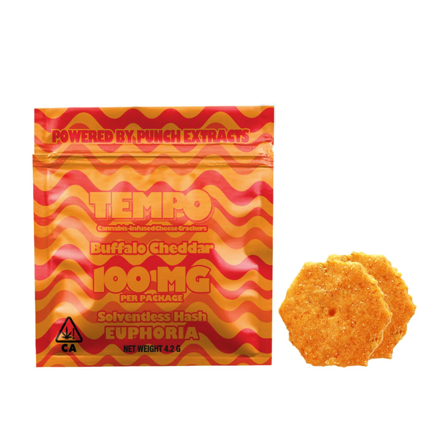 Photograph of product: TEMPO BUFFALO CHEDDAR CRACKERS 2CT 100MG