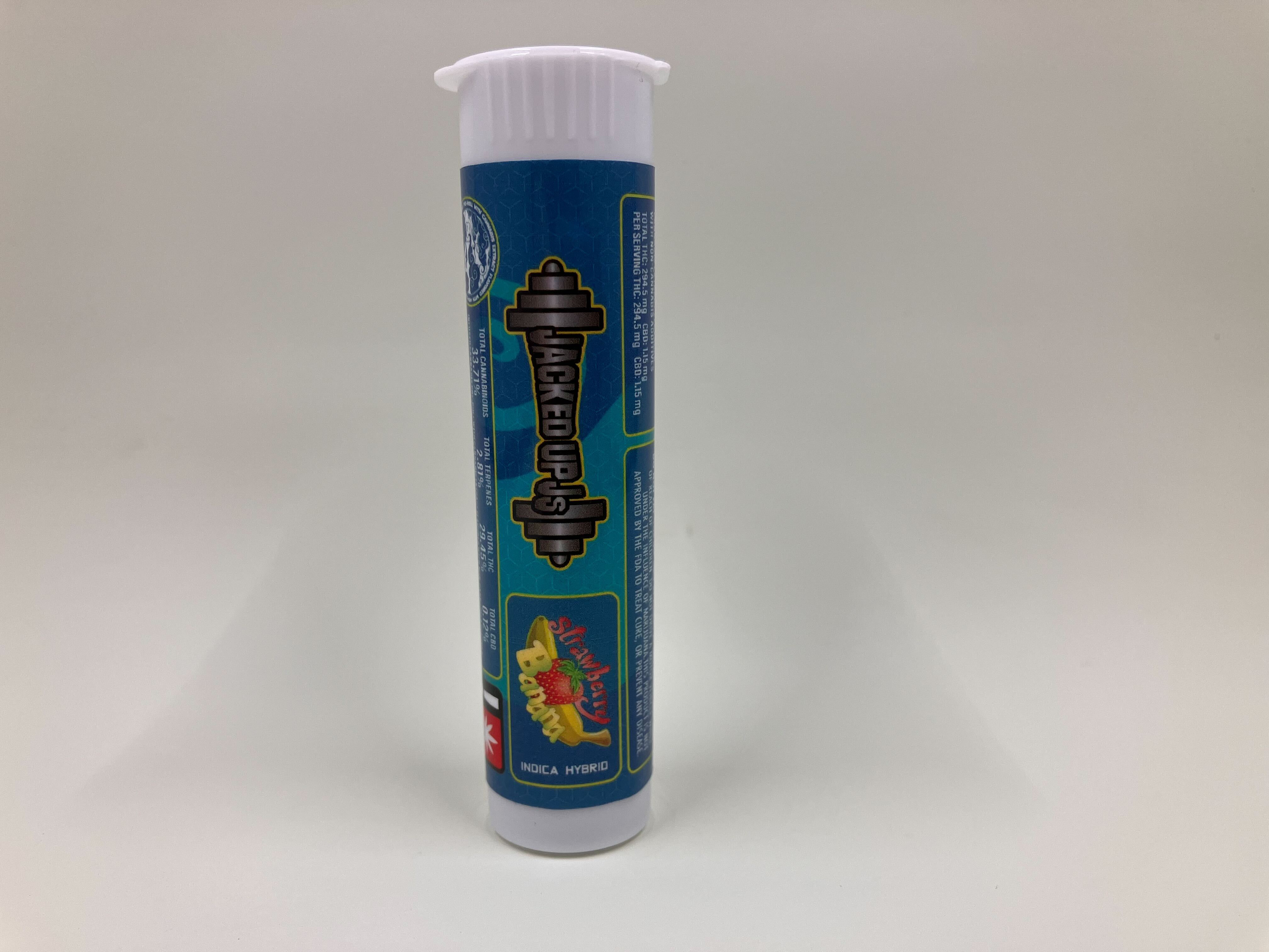 Photograph of Product: Pre-Roll Infused 1g Jacked Up J's Strawberry Banana (WLE)
