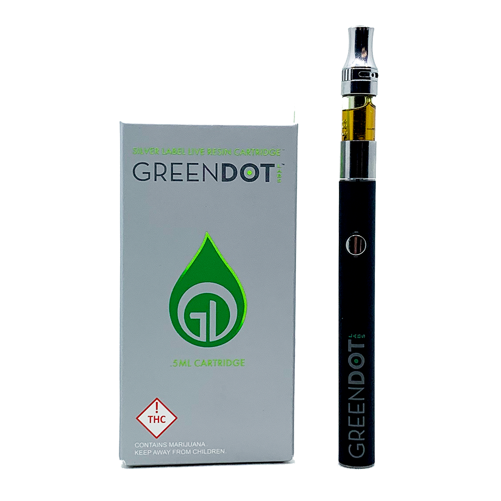 Photograph of product: Green Dot - 1000mg Live Resin Silver Label Cartridge - - Oh Sh!t