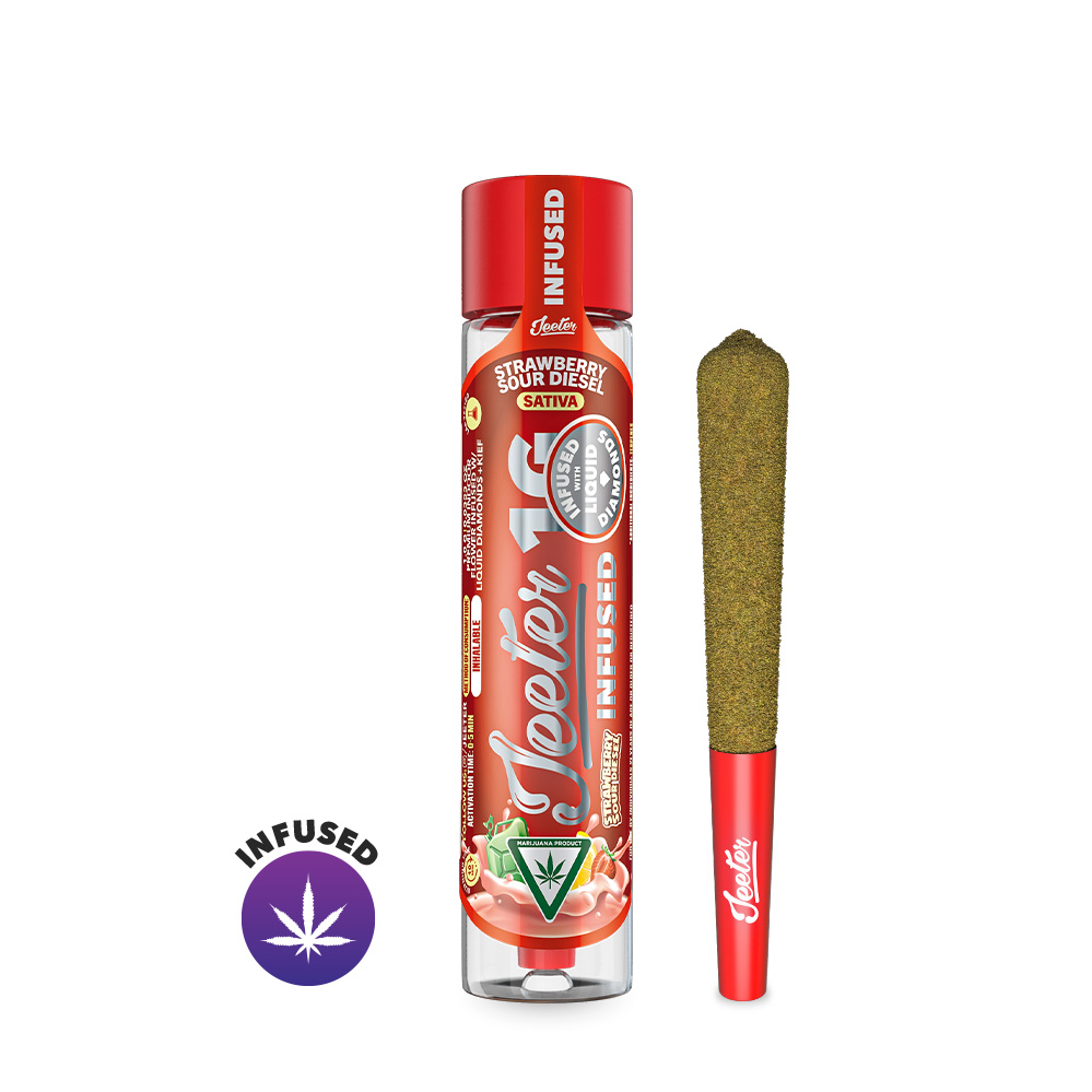 Photograph of instaPanelPhoto: Strawberry Sour Diesel Jeeter Infused Pre-Roll | 1g