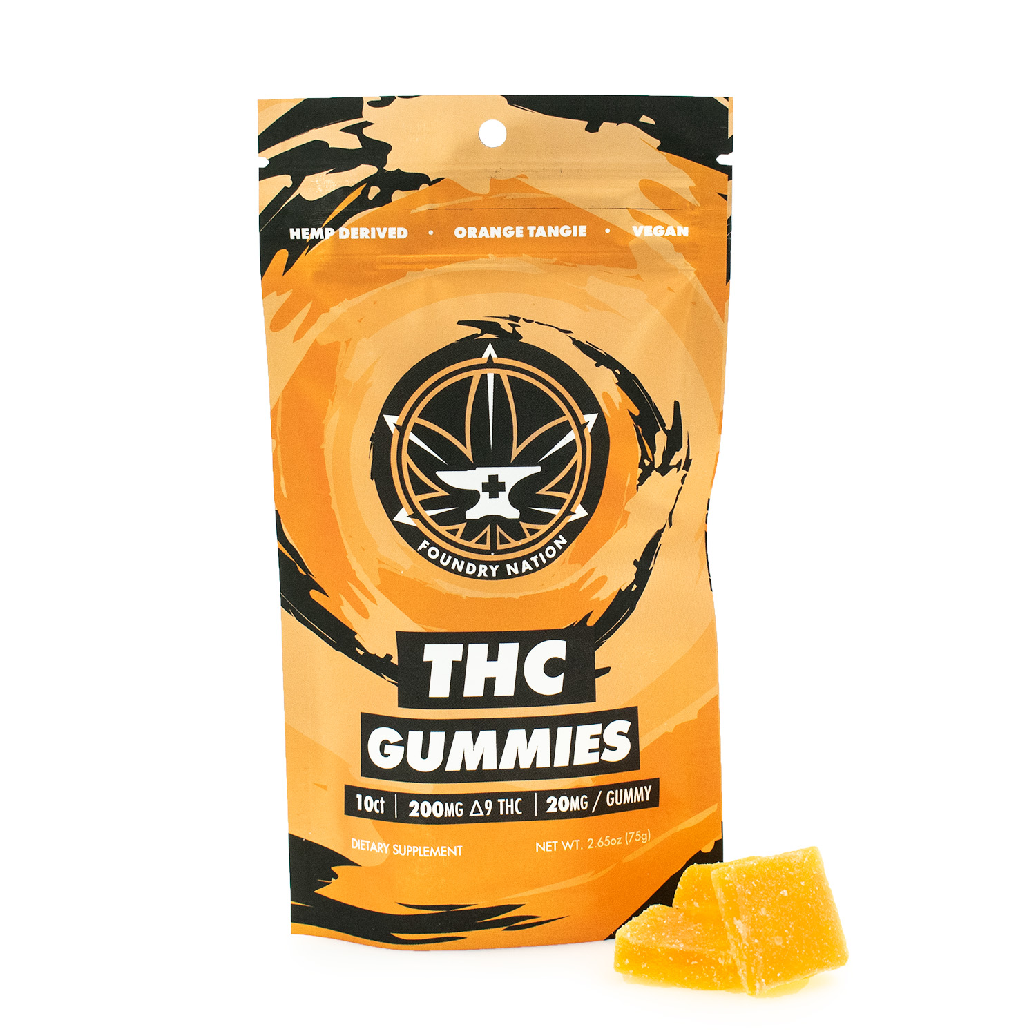 Photograph of product: Foundry Nation - 20mg TH-oui Gummies - Orange Tangie - 10ct