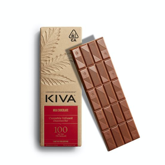 Photograph of product: Kiva - 100mg Chocolate Bar (Milk Chocolate) - 