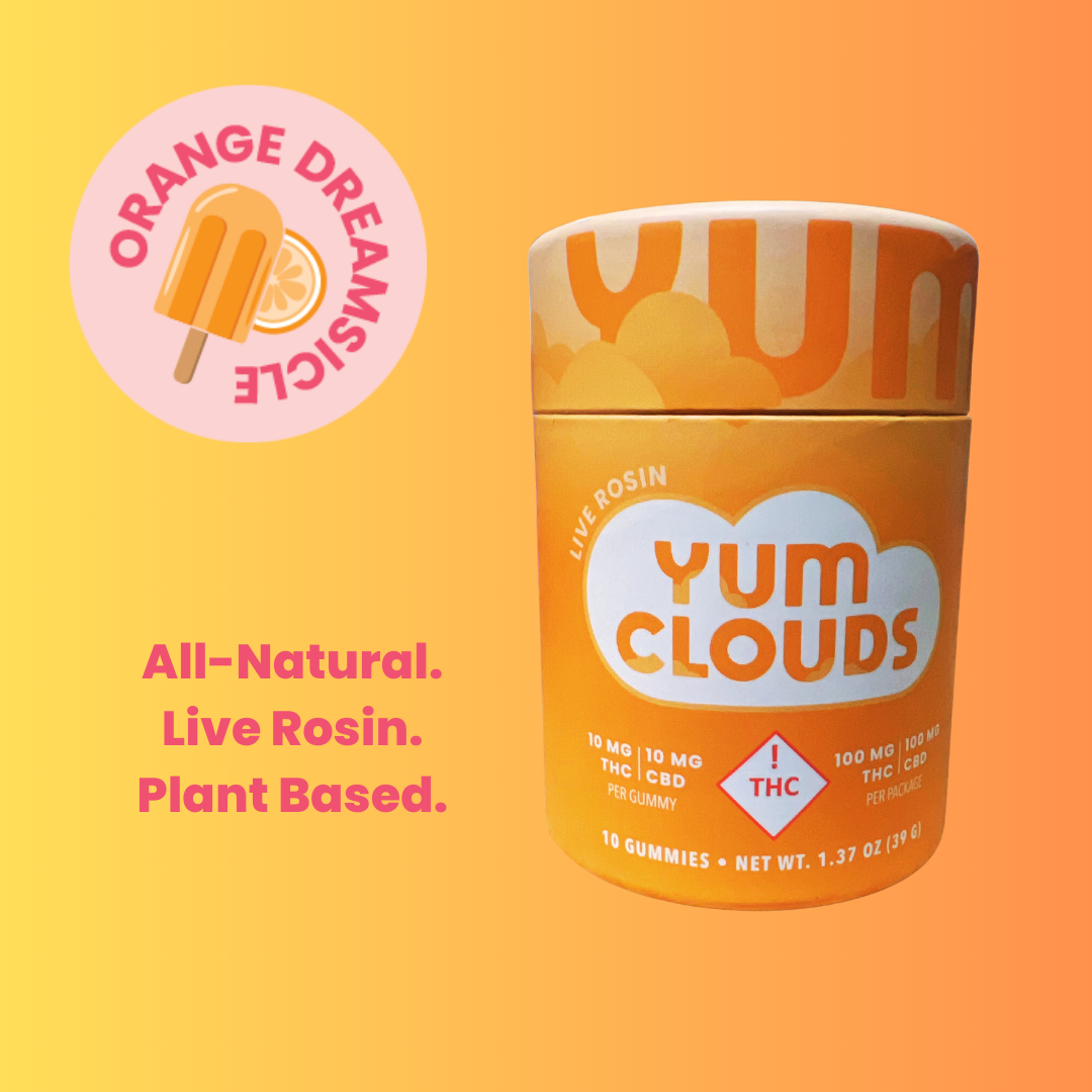 Photograph of Product: Yum Clouds | 1:1 Orange Dreamsicle | 10ct Live Rosin Gummies