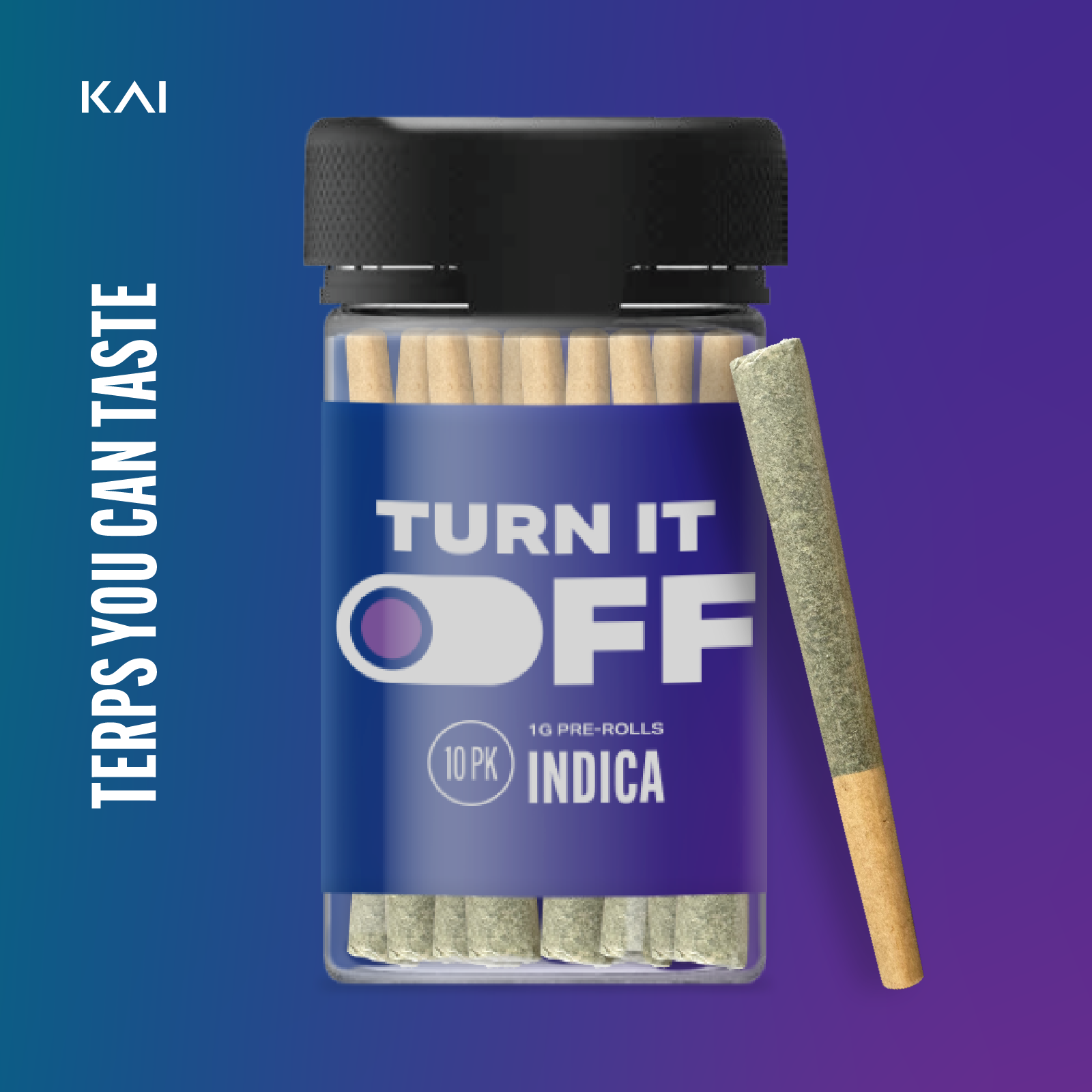 Photograph of product: KAI - Turn Off - Gastro Pop - 1g Preroll 10 Pack